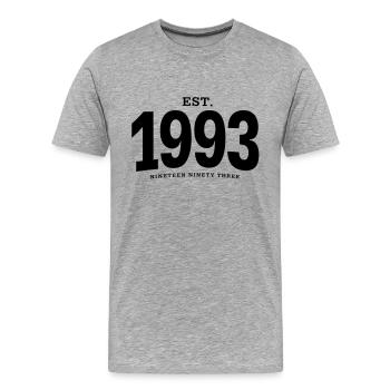 EST. 1993 Nineteen Ninety Three - Men's Premium Organic T-Shirt - heather grey - Front - Damien (186cm)
