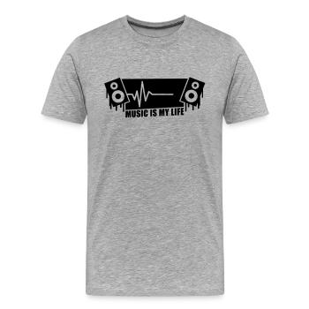 music_is_my_life___f1 - Männer Premium Bio T-Shirt - Grau meliert - Vorne - Damien (186cm)