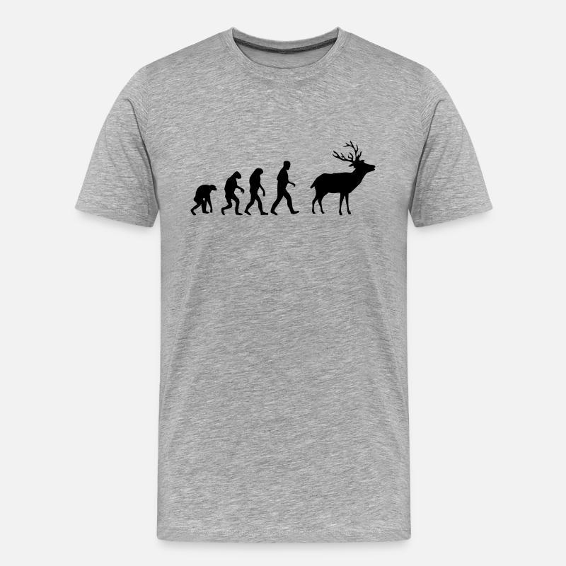 hirsch evolution - Männer Premium Bio T-Shirt - Grau meliert