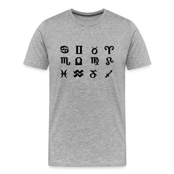 Symboles astrologiques - T-shirt bio Premium Homme - gris chiné - Devant - Damien (186cm)