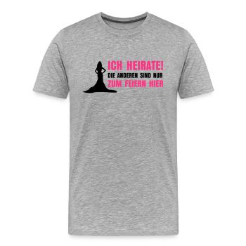 ICH HEIRATE - Männer Premium Bio T-Shirt - Grau meliert - Vorne - Damien (186cm)