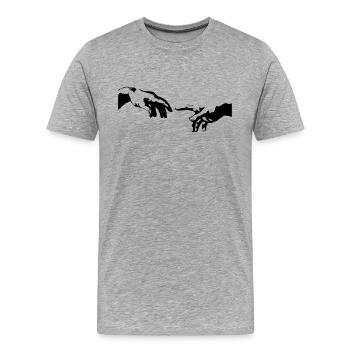 Main de la peinture chapelle sixtine - T-shirt bio Premium Homme - gris chiné - Devant - Damien (186cm)