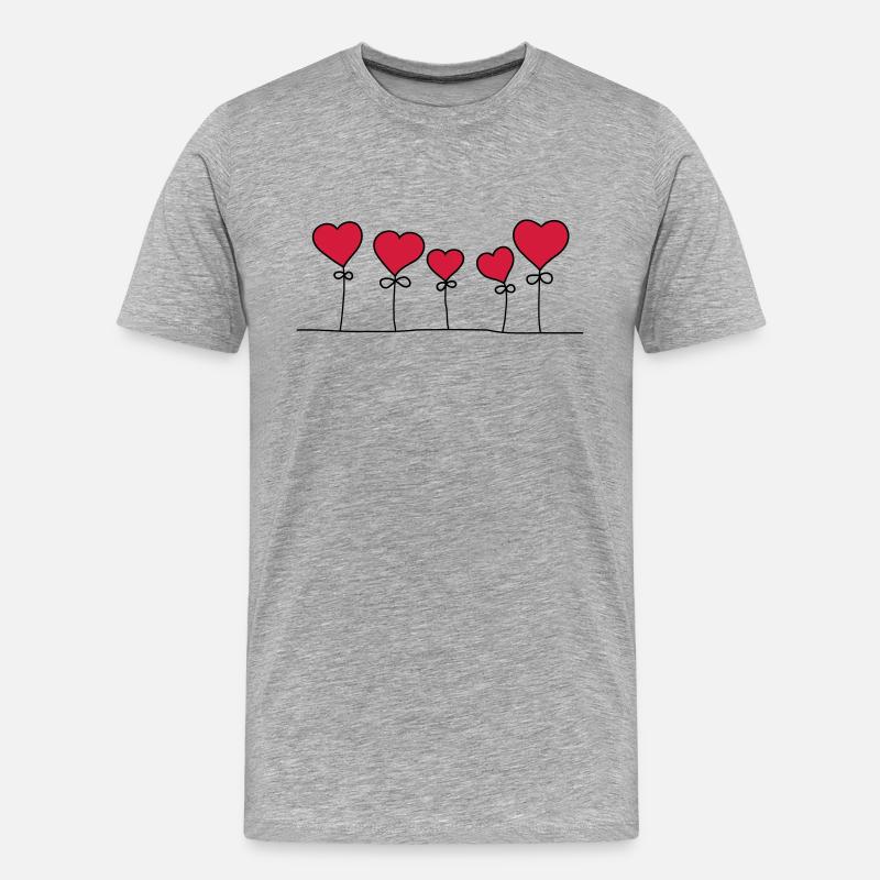 Herzen - Männer Premium Bio T-Shirt - Grau meliert