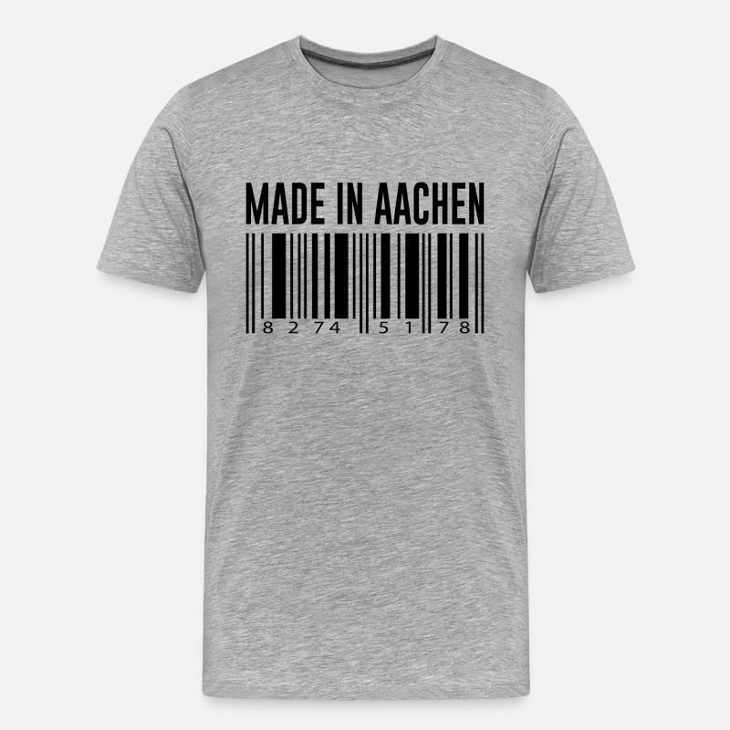 Aachen Deutschland Stadt Strichcode Geschenk - Männer Premium Bio T-Shirt - Grau meliert
