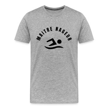 Collection Maitre Nageur - Profession - T-shirt bio Premium Homme - gris chiné - Devant - Damien (186cm)