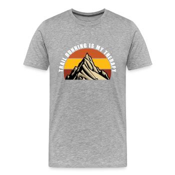 Trail Run Ultra Running Berg Trekking Laufen - Männer Premium Bio T-Shirt - Grau meliert - Vorne - Damien (186cm)