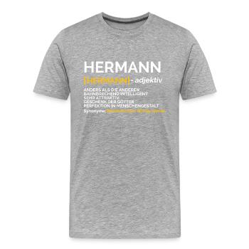 Hermann - Männer Premium Bio T-Shirt - Grau meliert - Vorne - Damien (186cm)