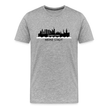 MeineStadt #FrankfurtamMain #069 - Männer Premium Bio T-Shirt - Grau meliert - Vorne - Damien (186cm)