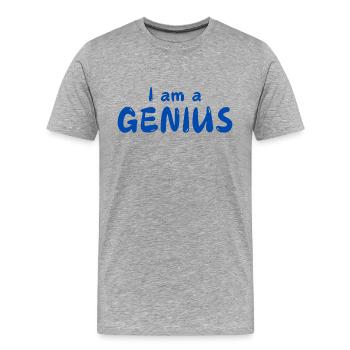 Je suis un GÉNIE - T-shirt bio Premium Homme - gris chiné - Devant - Damien (186cm)
