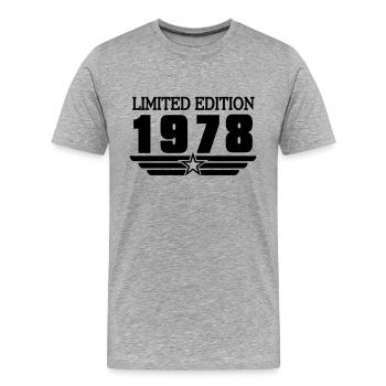 1978 - Männer Premium Bio T-Shirt - Grau meliert - Vorne - Damien (186cm)