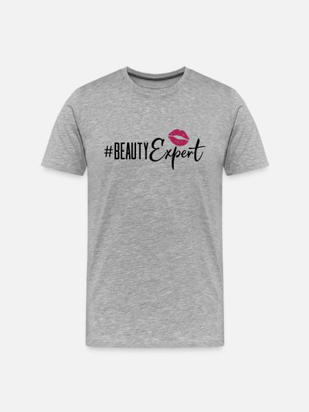beauty expert lips - Männer Premium Bio T-Shirt - Grau meliert