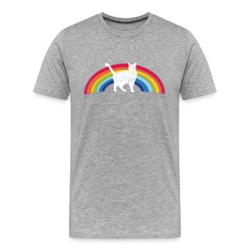 regenbogen katze - Männer Premium Bio T-Shirt - Grau meliert - Vorne - Damien (186cm)