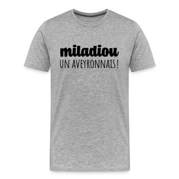 Miladiou aveyronnais - T-shirt bio Premium Homme - gris chiné - Devant - Damien (186cm)