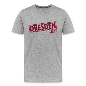 Dresde - 0351 - Indicatif régional - Saxe - T-shirt bio Premium Homme - gris chiné - Devant - Damien (186cm)