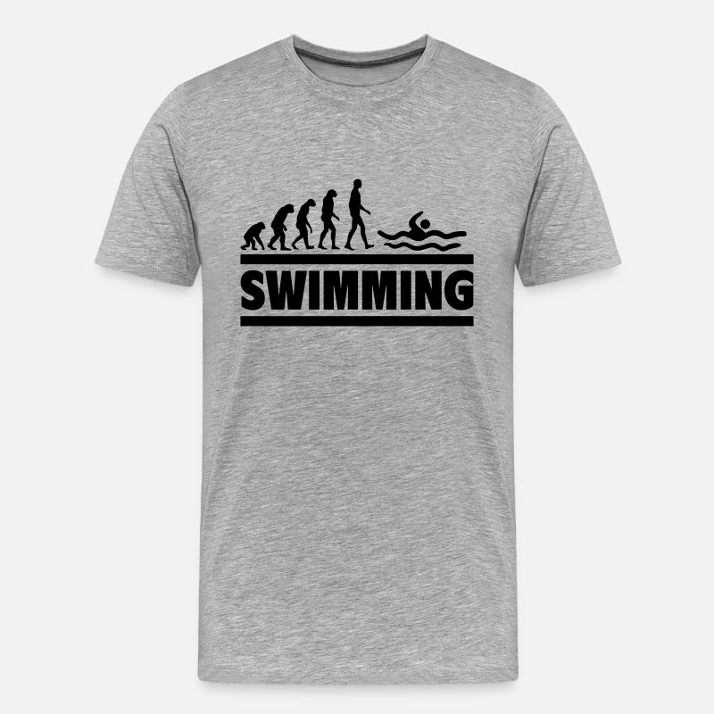 Schwimm-Evolution Perfekt für Schwimmer - Männer Premium Bio T-Shirt - Grau meliert