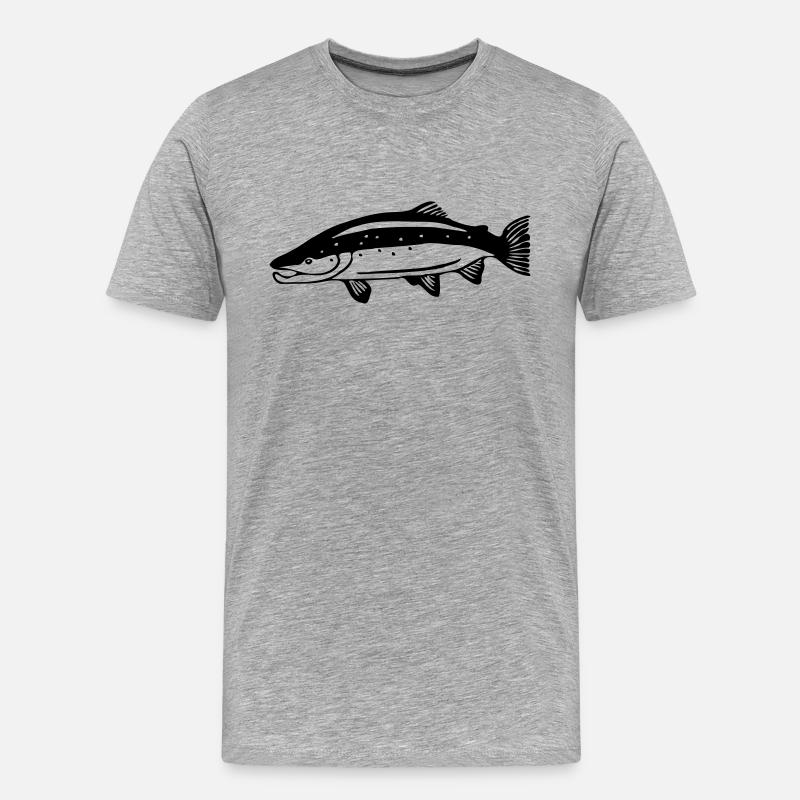Lachs - Männer Premium Bio T-Shirt - Grau meliert