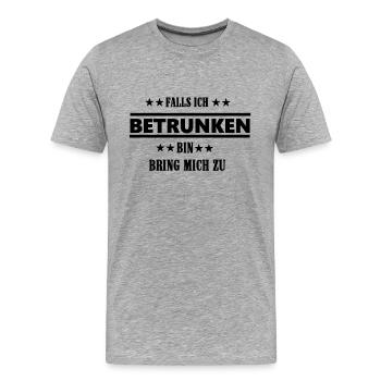 betrunken - Männer Premium Bio T-Shirt - Grau meliert - Vorne - Damien (186cm)