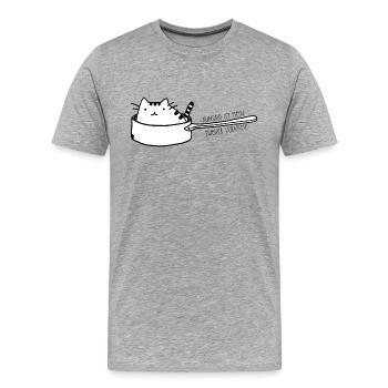 Cat in pan - hungry - Men's Premium Organic T-Shirt - heather grey - Front - Damien (186cm)