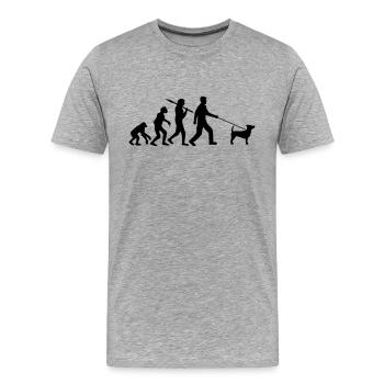 Evolution go for a walk dog stone age development C - Men's Premium Organic T-Shirt - heather grey - Front - Damien (186cm)