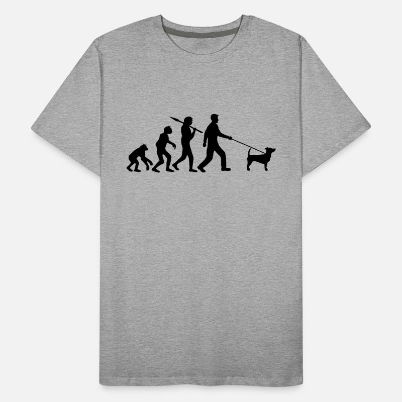 Evolution Gassi gehen Hund Steinzeit Entwicklung C Männer Premium Bio T-Shirt