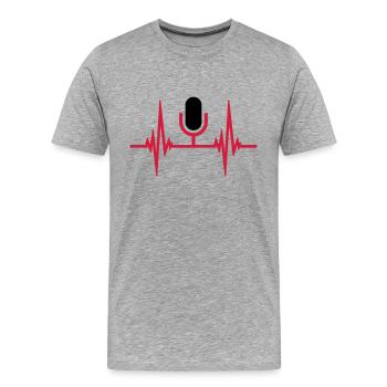 Herzschlag Puls Mikrofon - Männer Premium Bio T-Shirt - Grau meliert - Vorne - Damien (186cm)