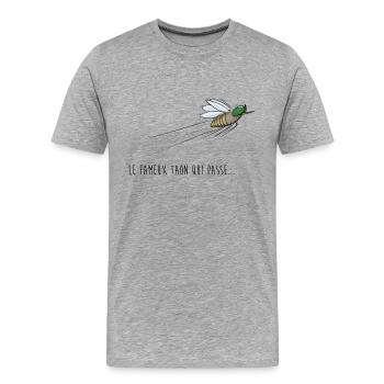 Le taon qui passe - T-shirt bio Premium Homme - gris chiné - Devant - Damien (186cm)