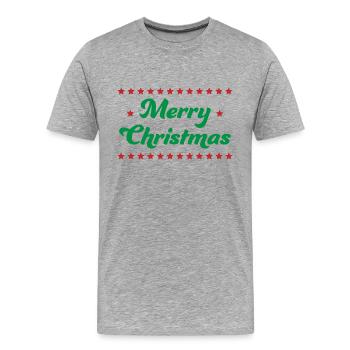 Merry Christmas Sterne gruen rot - Männer Premium Bio T-Shirt - Grau meliert - Vorne - Damien (186cm)