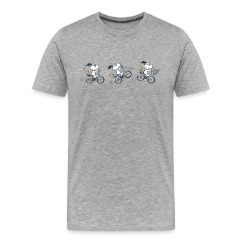 Peanuts Snoopy Fahrrad - Männer Premium Bio T-Shirt - Grau meliert - Vorne - Damien (186cm)