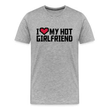 I love my girlfriend - Männer Premium Bio T-Shirt - Grau meliert - Vorne - Damien (186cm)