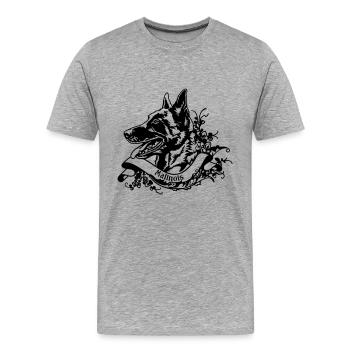 Malinois an Retro Banner No.1 - Men's Premium Organic T-Shirt - heather grey - Front - Damien (186cm)