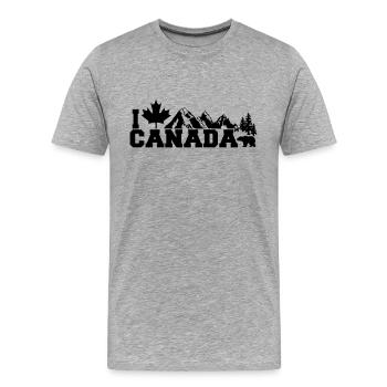 I Love Canada Leaf - Männer Premium Bio T-Shirt - Grau meliert - Vorne - Damien (186cm)