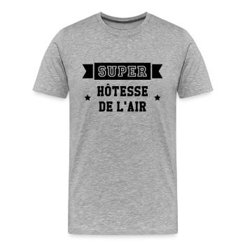 Hôtesse de l'air / Steward / Aviation / Hotesse - T-shirt bio Premium Homme - gris chiné - Devant - Damien (186cm)