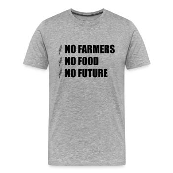Farmer Demo Bauer No Farmers No Food No Future - Men's Premium Organic T-Shirt - heather grey - Front - Damien (186cm)