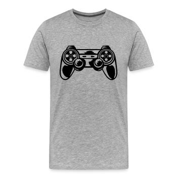 Retro Console Controller Gamer - T-shirt bio Premium Homme - gris chiné - Devant - Damien (186cm)