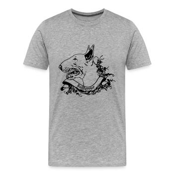Bull Terrier on Retro Banner - Men's Premium Organic T-Shirt - heather grey - Front - Damien (186cm)