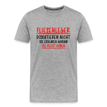 Fliesenleger Lustig Spruch Job Bodenleger Geschenk - Männer Premium Bio T-Shirt - Grau meliert - Vorne - Damien (186cm)