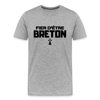 cadeau breton - T-shirt bio Premium Homme - gris chiné - Devant - Damien (186cm)