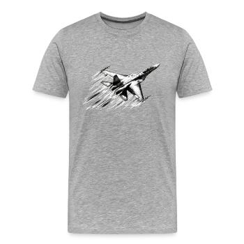 Kampfjet - Männer Premium Bio T-Shirt - Grau meliert - Vorne - Damien (186cm)