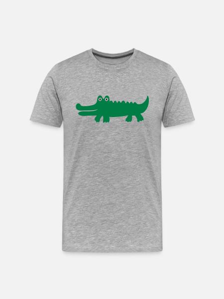 Krokodil - Männer Premium Bio T-Shirt - Grau meliert
