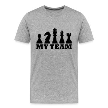 My Team (chess) - Men's Premium Organic T-Shirt - heather grey - Front - Damien (186cm)