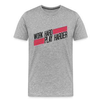 Play Harder Logo - Männer Premium Bio T-Shirt - Grau meliert - Vorne - Damien (186cm)