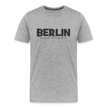 Berlin Koordinaten - Breitengrag - Längengrad - Männer Premium Bio T-Shirt - Grau meliert - Vorne - Damien (186cm)