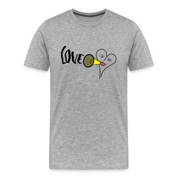 love megaphone heart valentine - Männer Premium Bio T-Shirt - Grau meliert - Vorne - Damien (186cm)