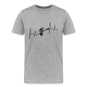 Fréquence cardiaque de pompier - T-shirt bio Premium Homme - gris chiné - Devant - Damien (186cm)