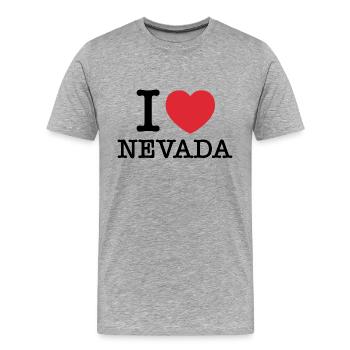 Ich liebe Nevada | Nevada | I Herz Nevada - Männer Premium Bio T-Shirt - Grau meliert - Vorne - Damien (186cm)