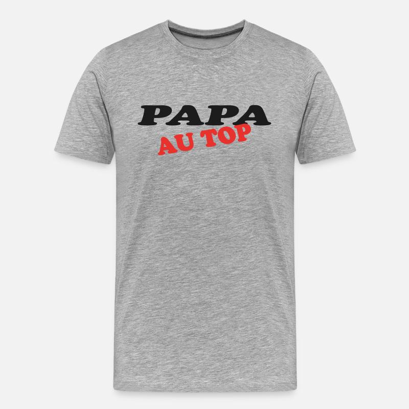 PAPA AN DER SPITZE - Männer Premium Bio T-Shirt - Grau meliert