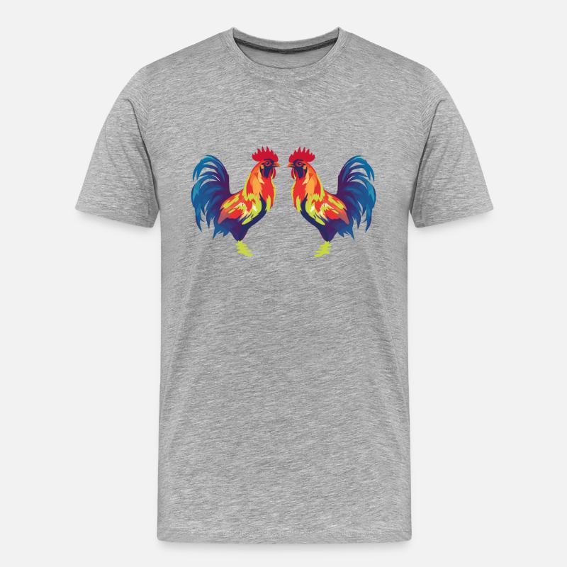 hahn 2 - Männer Premium Bio T-Shirt - Grau meliert