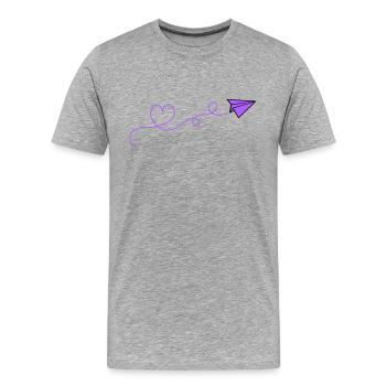 Coeur d’avion en papier - T-shirt bio Premium Homme - gris chiné - Devant - Damien (186cm)