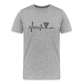 Pizza salami battement de coeur pizzeria restauration rapide - T-shirt bio Premium Homme - gris chiné - Devant - Damien (186cm)