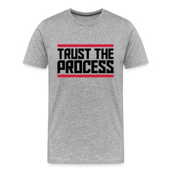 faire confiance au processus Devis - T-shirt bio Premium Homme - gris chiné - Devant - Damien (186cm)